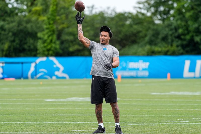 Detroit Lions safety Brian Branch (32) practices during mini camp at Meijer Performance Center in Allen Park on Wednesday, June 17, 2026.