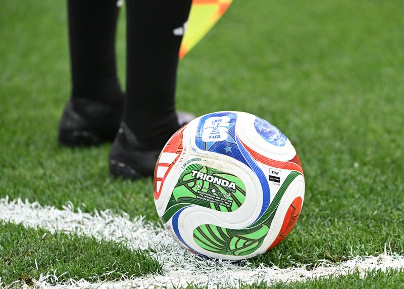 Adidas Trionda ball is seen during the New Zealand against Egypt game a Group G match in the 2026 FIFA World Cup at BC Place Vancouver. Mandatory Credit: Simon Fearn-Imagn Images