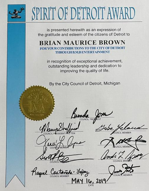 Detroit City Council members -- including future ex-cons Andre Spivey and Gabe Leland -- gave convicted drug trafficker Brian Brown a Spirit of Detroit award in 2019.