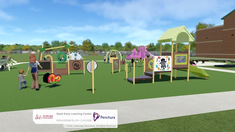 Renderings for the new Outdoor Discovery & Exploration Station at the Sault Early Learning Center.