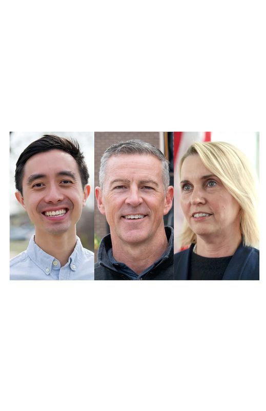 From left, Eric Chung, Matt Maasdam and Bridget Brink are all Democratic candidates for U.S. House seats in Michigan districts.