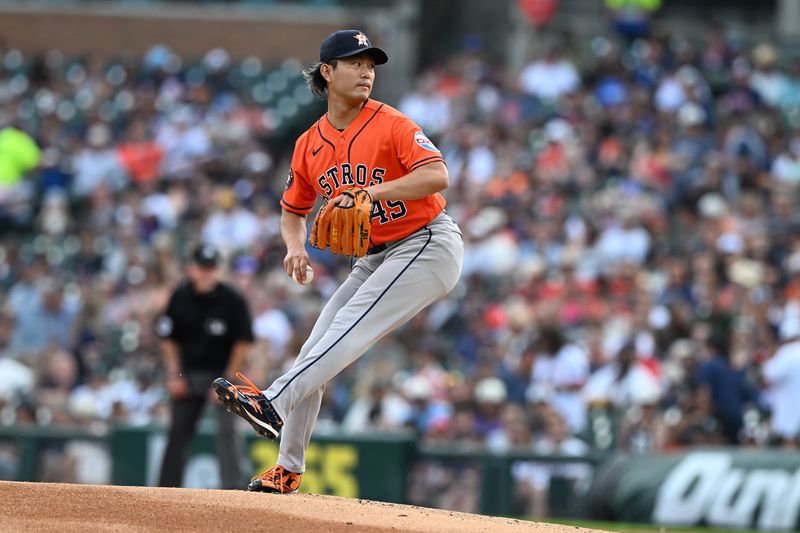 Houston Astros starting pitcher Tatsuya Imai throws a pitch against the Detroit Tigers in the first inning at Comerica Park on Thursday, June 25, 2026, in Detroit.