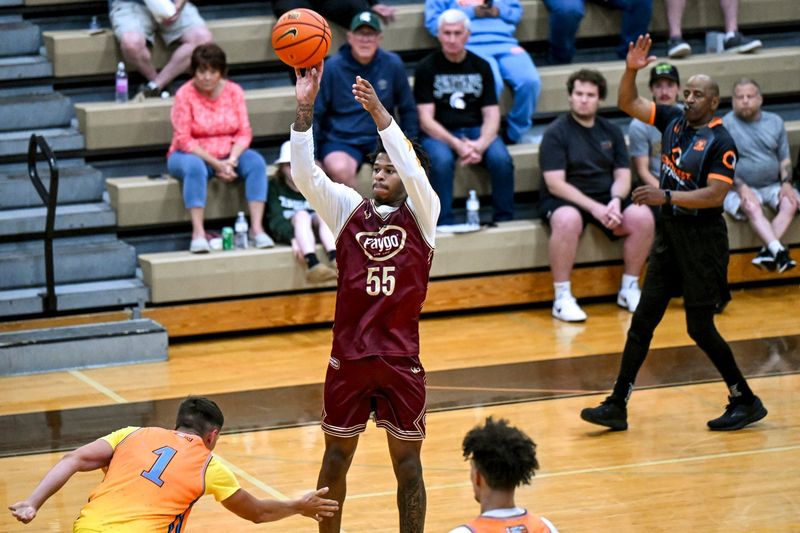 Team Faygo and Michigan State's Jasiah Jervis makes a 3-pointer against Team Tri-Star during the Moneyball Pro-Am on Thursday, June 25, 2026, at Holt High School.