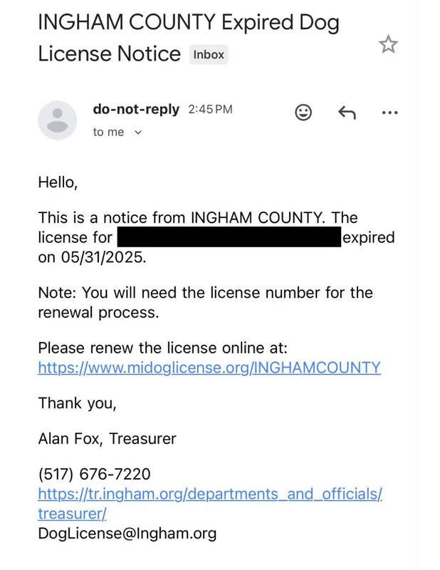 Ingham County sent dog license violation notices to residents mistakenly because of a software glitch, officials said.