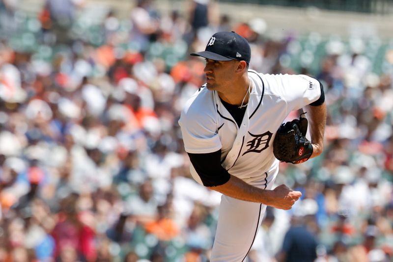 Detroit Tigers pitcher Jack Flaherty pitches in the first inning against the Houston Astros, June 28, 2026, at Comerica Park.