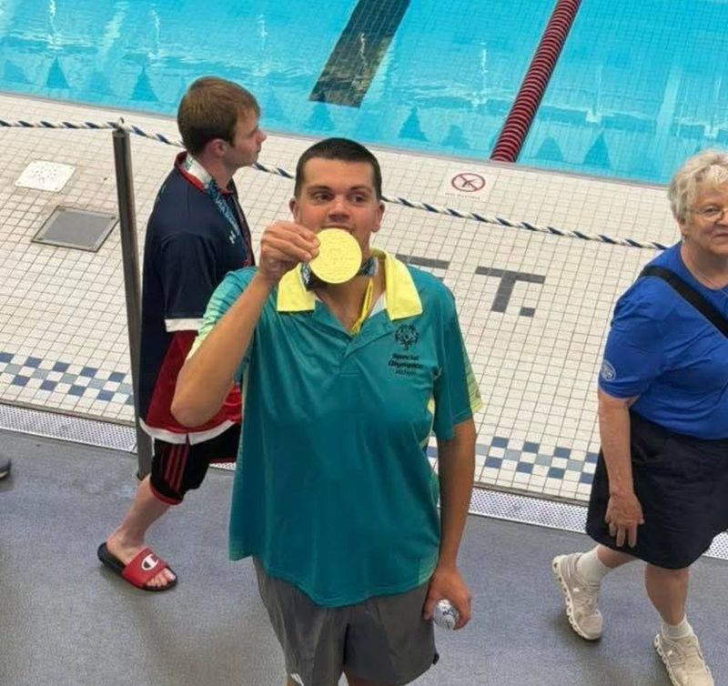 Aspen Avery won the Special Olympics USA Games championship in the 50-yard butterfly, setting a meet record.