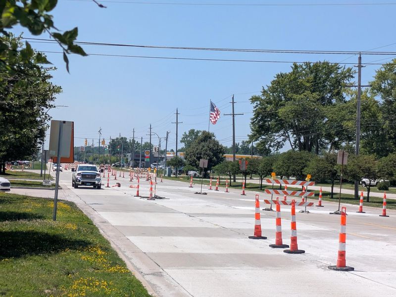 Construction on Gratiot Boulevard in Marysville on July 13, 2026. The construction is expected to continue at least through August.
