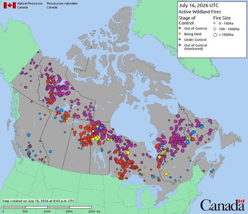 Canada has more than 850 wildfires at the moment, with some 109 considered out of control.