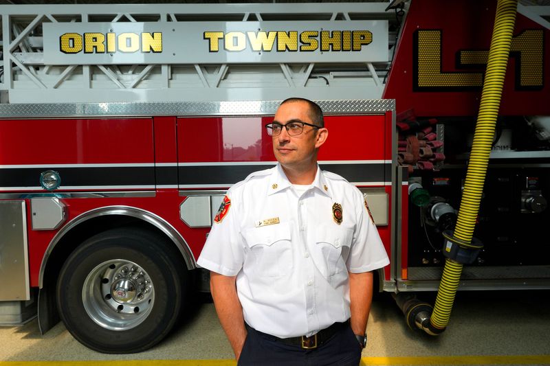 Chief Ryan Allen, of the Orion Township Fire Department, inside one of the bays at the fire station on Gregory Road in Orion Township on Thursday, July 16, 2026.