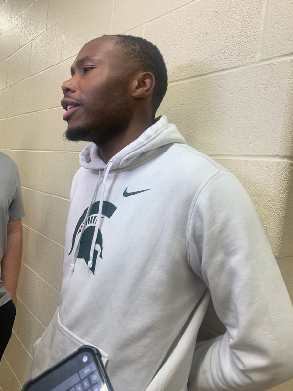 Former Michigan State basketball guard Tre Holloman returned to play at the Moneyball Pro-Am on Tuesday, July 21 at Holt High School. (Chris Solari/Detroit Free Press)