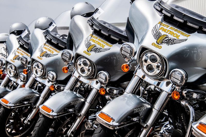 A stock photo of Ohio State Highway Patrol vehicles.
