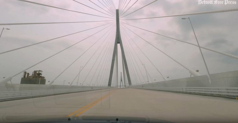 A POV view crossing the Gordie Howe International Bridge on Monday, July 27, 2026.