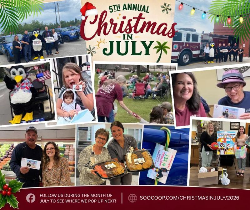 During Soo Co-op Credit Union's fifth Christmas in July campaign, employees surprised community members with gift cards and treats, supported local first responders and organizations, participated in community events and more.