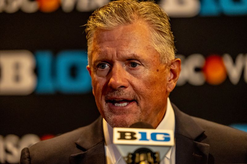 Michigan football head coach Kyle Whittingham at Big Ten media days