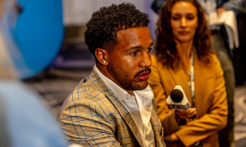Michigan football running back Jordan Marshall at Big Ten media days.