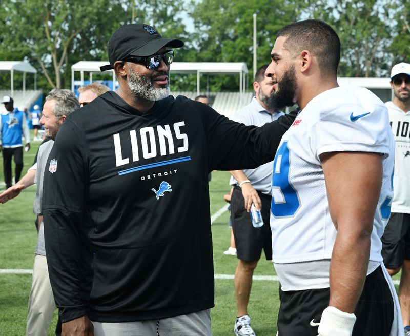 Ahmed Hassanein, now playing "big end" for the Lions, has had an encouraging start to training camp.