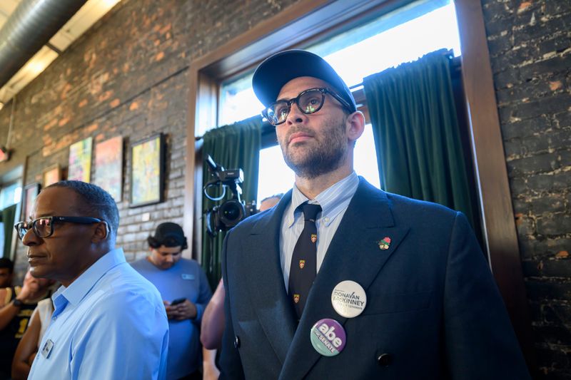 Progressive Twitch streamer Hasan Piker attends an election event for Michigan Democratic U.S. Senate candidate Abdul El-Sayed at the Congregation coffee shop, in Detroit, Aug. 3, 2026.