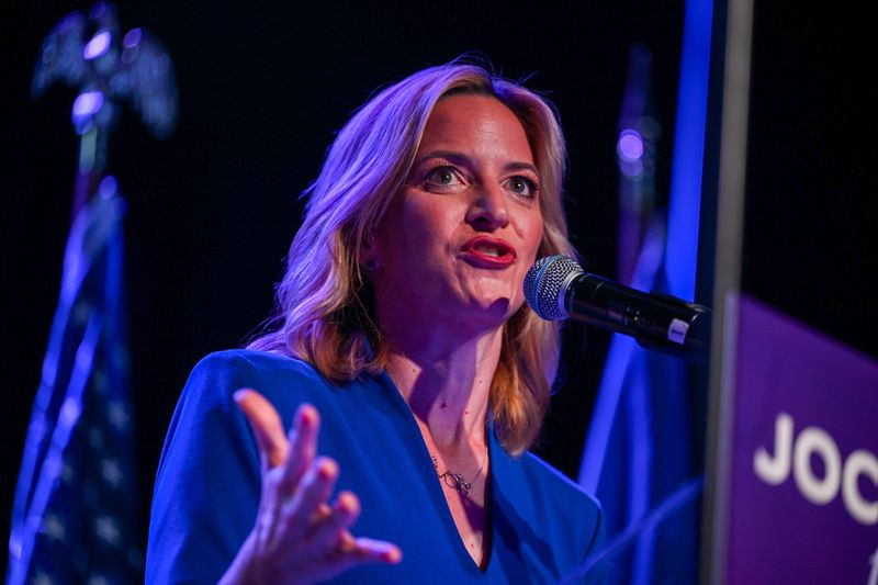 Michigan Secretary of State and gubernatorial candidate Jocelyn Benson thanks her supporters after winning the Democratic Primary to become the party’s candidate in the general election during at  watch party on Tuesday, Aug. 4, 2026 at the Garden Theater in Detroit.