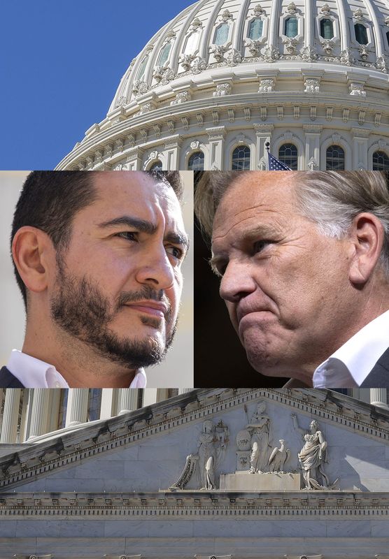 The candidates for Michigan's U.S. Senate seat are Democratic Abdul El-Sayed, left, and Republican former U.S. Rep. Mike Rogers. They differ significantly is their positions on automotive issues, a crucial topic for Michigan voters.