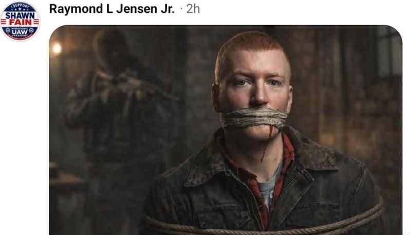 A senior UAW official was suspended after posting this image, which depicts candidate for UAW president Will Lehman, on Facebook.