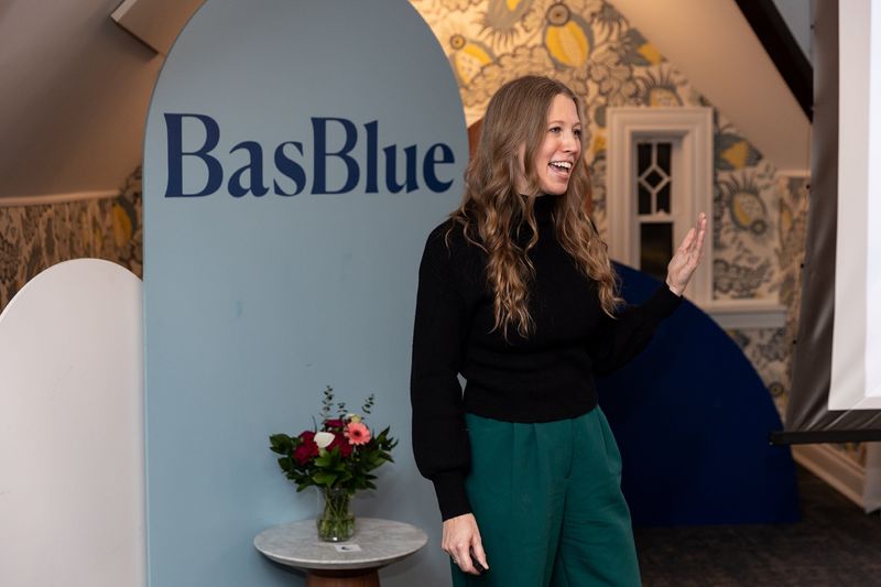 Kelly LaPierre addresses attendees at the Future Leaders Club Fall Fellowship showcase at BasBlue on Dec. 12, 2025, in Detroit, Mich. LaPierre, director of the leaders club, introduced the first fellowship cohort to present what they learned.