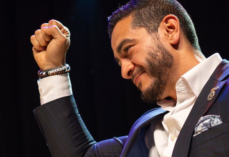 Abdul El-Sayed exits the stage after talking to supporters during his election night watch party at the Majestic Theatre in Detroit on Wednesday, August 5, 2026.