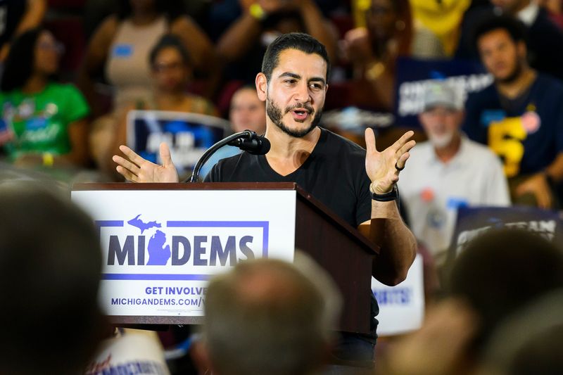 Abdul El-Sayed, the Democratic nominee for U.S. Senate in Michigan, speaks during a general election kickoff rally hosted by the Michigan Democratic Party on Aug. 7 at Renaissance High School in Detroit. In 2020, El-Sayed authored a book in which he called for federalizing the administration of elections. His Democratic primary opponent, U.S. Rep. Haley Stevens, did not use the issue against him during the U.S. Senate Democratic primary.