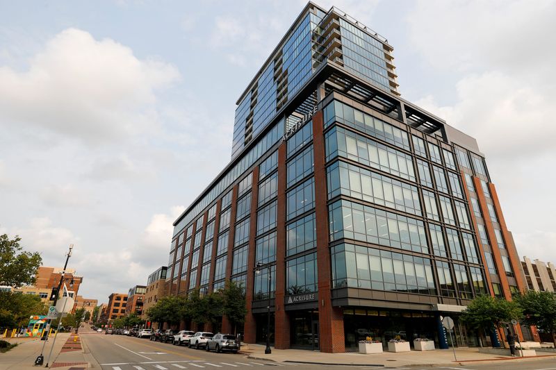 Acrisure headquarters in Grand Rapid on Aug. 10, 2026. The insurance giant announced in May it would eliminate 2,250 jobs over the following year and cited artificial intelligence as one of the drivers behind the decision.