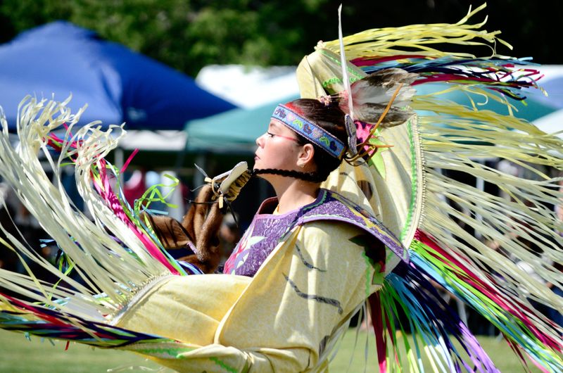 Kendreya Teeple competes in the Teen Girl Fancy Shawl dance category during the 33rd Annual Odawa Homecoming Pow Wow on Saturday, Aug. 8, 2026 in Harbor Springs.