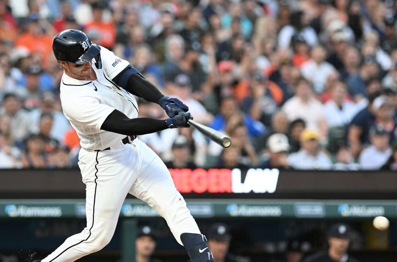 Tigers’ Dillon Dingler grounds out in the sixth inning. Detroit Tigers take on the Cleveland Guardians on Aug. 12, 2026 at Comerica Park in Detroit.