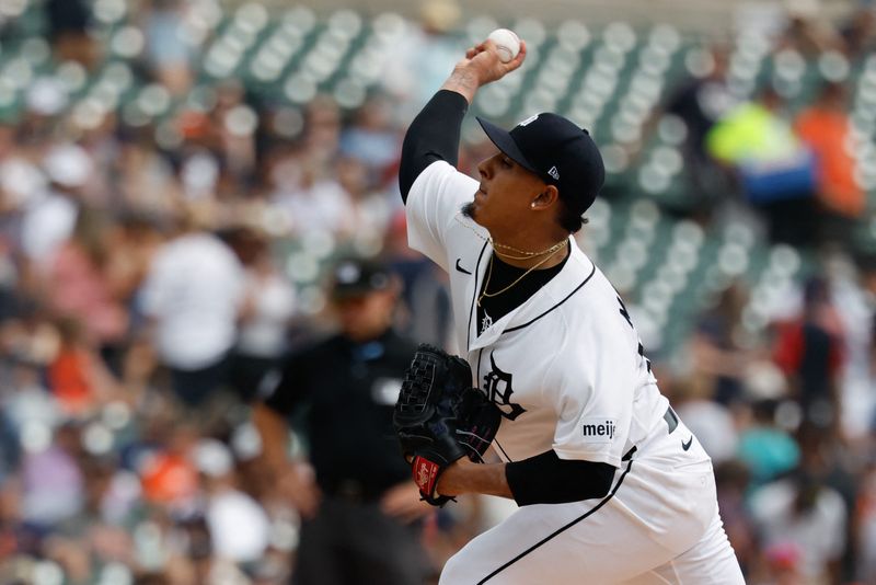 Detroit Tigers pitcher Keider Montero (54) pitches in the first inning against the Cleveland Guardians Aug 13, 2026 at Comerica Park.
