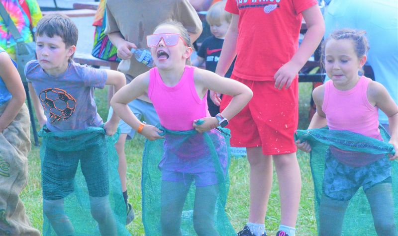Kids participate in the annual sack races as part of Kids’ Day at the Cheboygan County Fair on Thursday, Aug. 13, 2026.