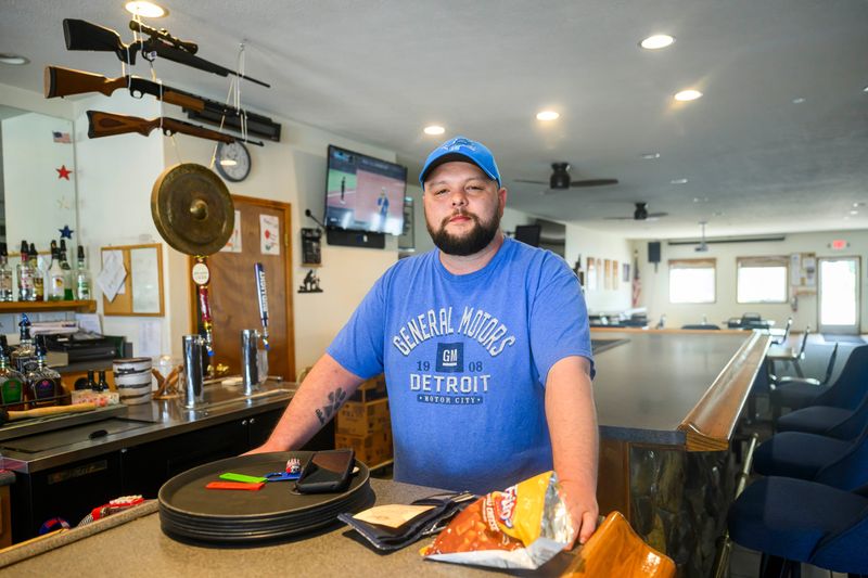Tyler Chaffee of Lake City, 29, speaks with The Detroit News on Saturday, Aug. 15, 2026 at the American Legion in Lake City, Mich.