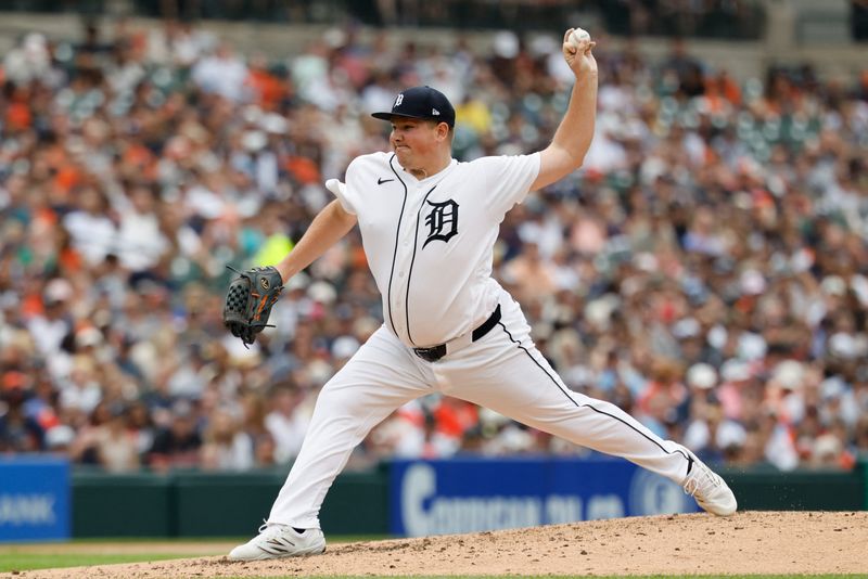 Detroit Tigers reliever Drew Sommers pitches in the sixth inning against the Chicago White Sox at Comerica Park, Saturday, Aug. 15, 2026.