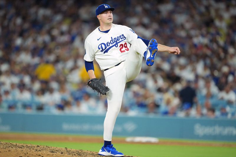 Los Angeles Dodgers pitcher Tarik Skubal reacts at the end of the fifth inning against the Kansas City Royals at Dodger Stadium, Aug. 10, 2026 in Los Angeles.