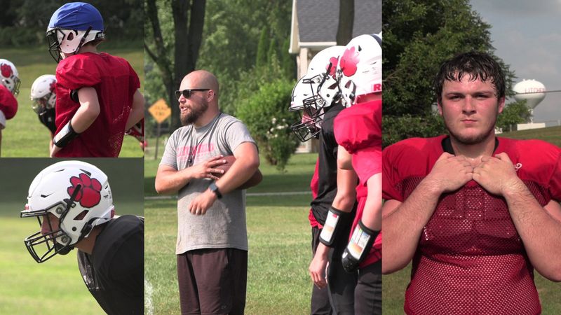 Litchfield football returns to the gridiron in 2026 with fifth-year coach Michael Langhann (center) and key returners like senior all-region athlete Caleb Watson (right).