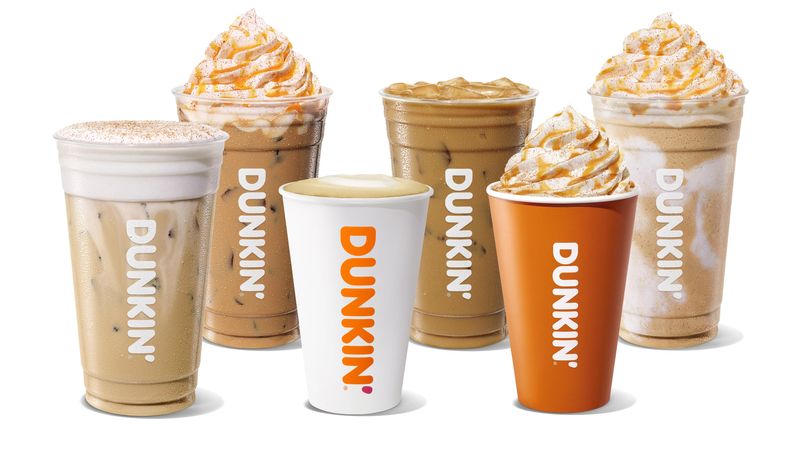 Dunkin’s Fall 2026 pumpkin drink lineup includes the Pumpkin Spice Signature Latte and new drinks including the Pumpkin Cloud Dunkalatte and Pumpkin Patch Cloud Latte.