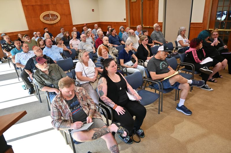A large crowd attended the Coldwater City Council workshop to express concern and oppose data centers for the Coldwater area on Monday, Aug. 17, to member of the council, planning commision and uility board.