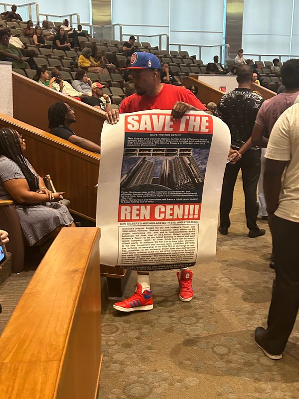 Dwayne Hoffman was among those who spoke against the $1.6 billion Renaissance Center redevelopment plan during a Aug. 18 public meeting on the project's Community Benefits.