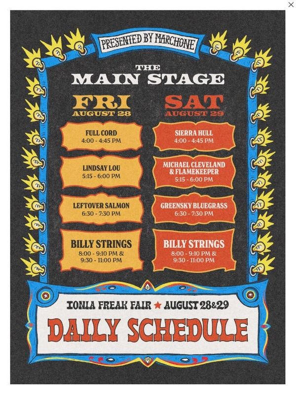 Ionia Freak Fair's main stage line-up on Aug. 28-29.