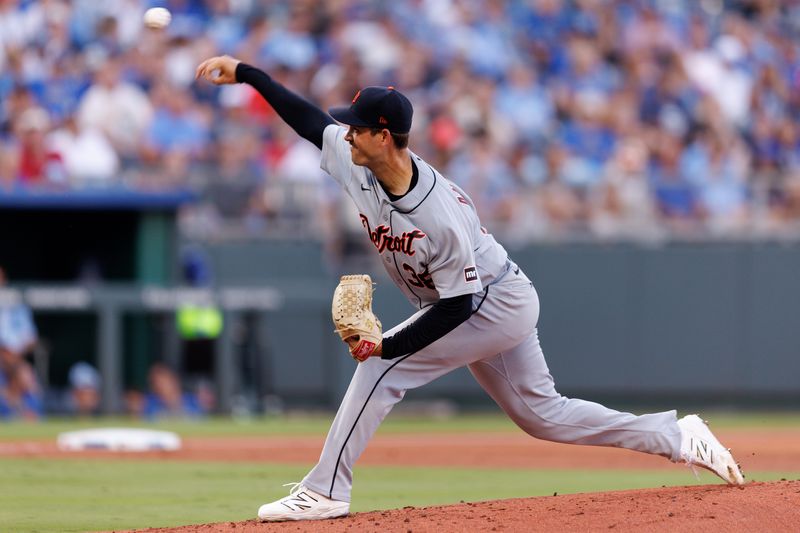 Detroit Tigers pitcher Drew Anderson (38) throws a pitch during the first inning against the Kansas City Royals at Kauffman Stadium.