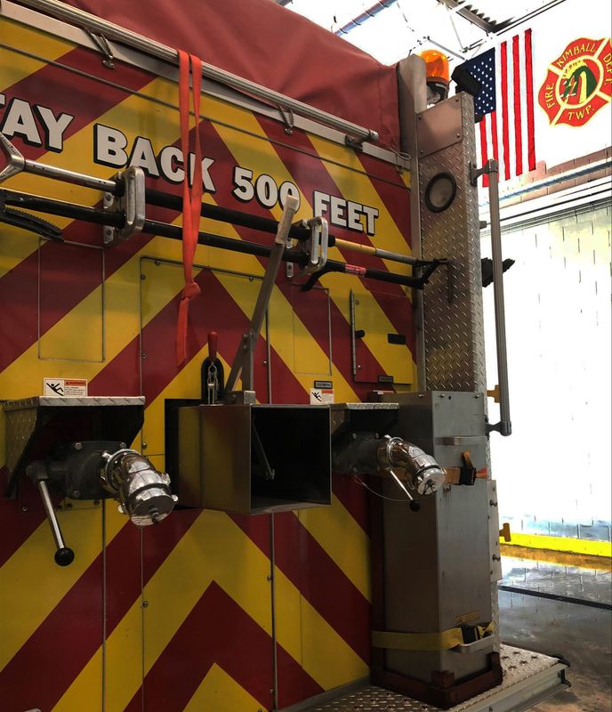A firetruck sits parked inside the Kimball Township Fire Department on Allen Road in Kimball Township on Monday, May 23, 2022.