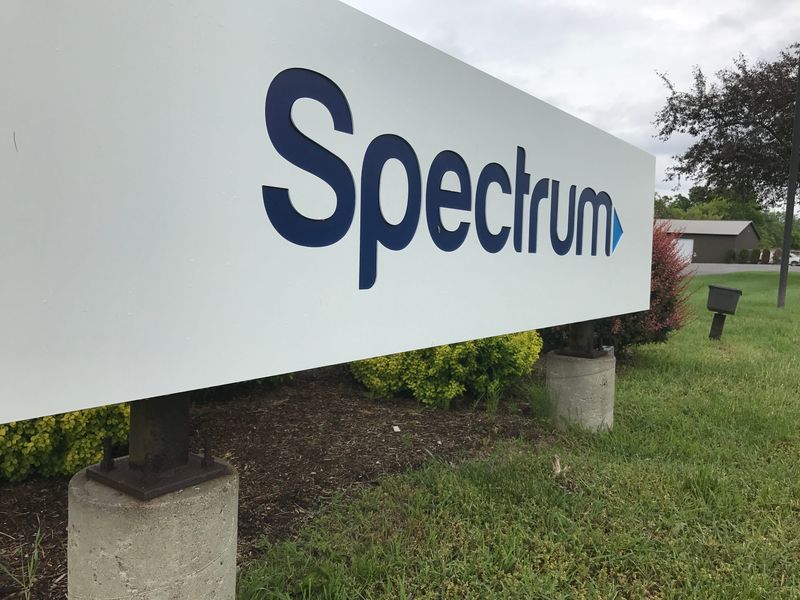 A Spectrum sign outside an office in the Binghamton area.