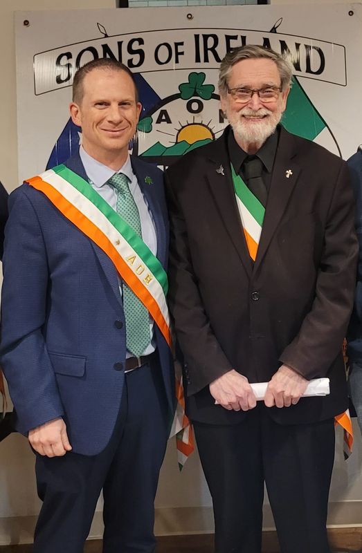 Mayor John Buckley, left, and Deacon Bob McCormick, grand marshal of the 2023 Hornell St. Patrick's Day parade.