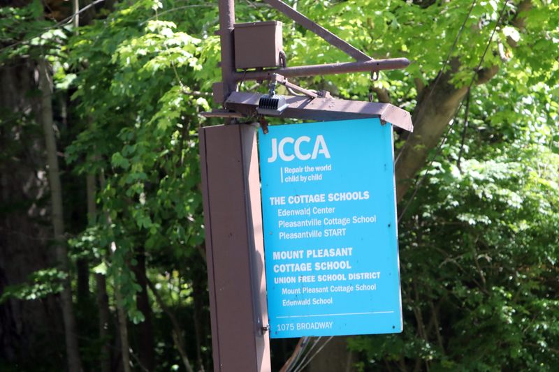 A sign at the entrance to the JCCA Pleasantville Cottage School at 1075 Broadway as seen on May 26, 2023.