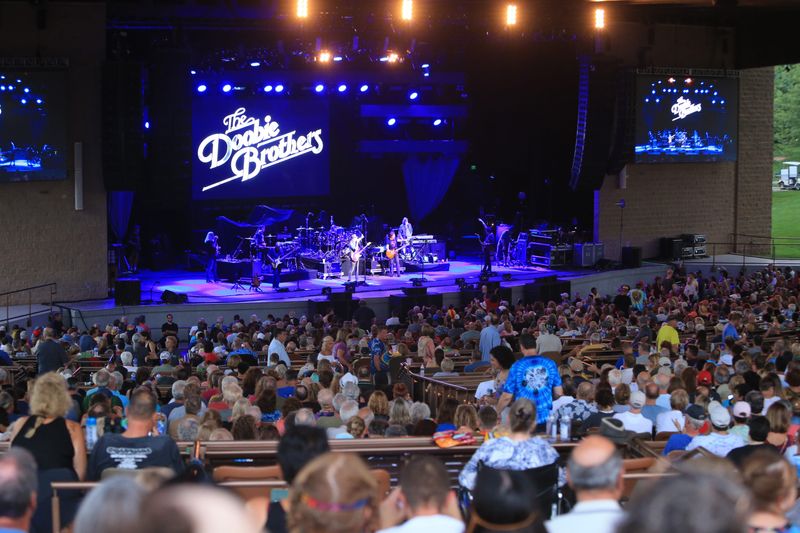 The Doobie Brothers perform at the 50th anniversary celebration of the Woodstock Festival at Bethel Woods Center for the Arts on August 17, 2019.