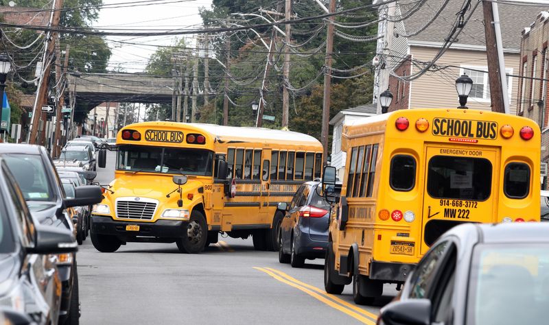 A school bus turns on to Lockwood Ave. in Yonkers Sept. 16, 2019. A combination of the city's many hills and school busses make traffic congestion one of the biggest obstacles residents face in getting around the city.