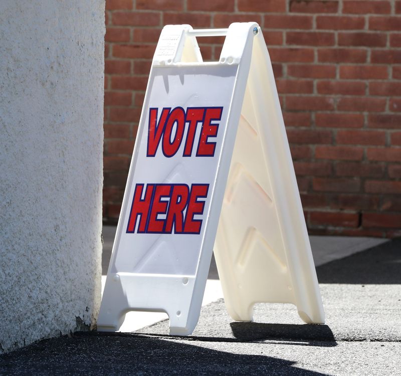 Voting sign at the Suffern Central School District headquarters in Hillburn May 21, 2019.