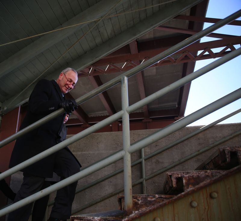 Senator Chuck Schumer tours the Rhinecliff Train Station on Feb. 14, 2020.