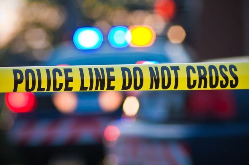 Police line at a crime scene